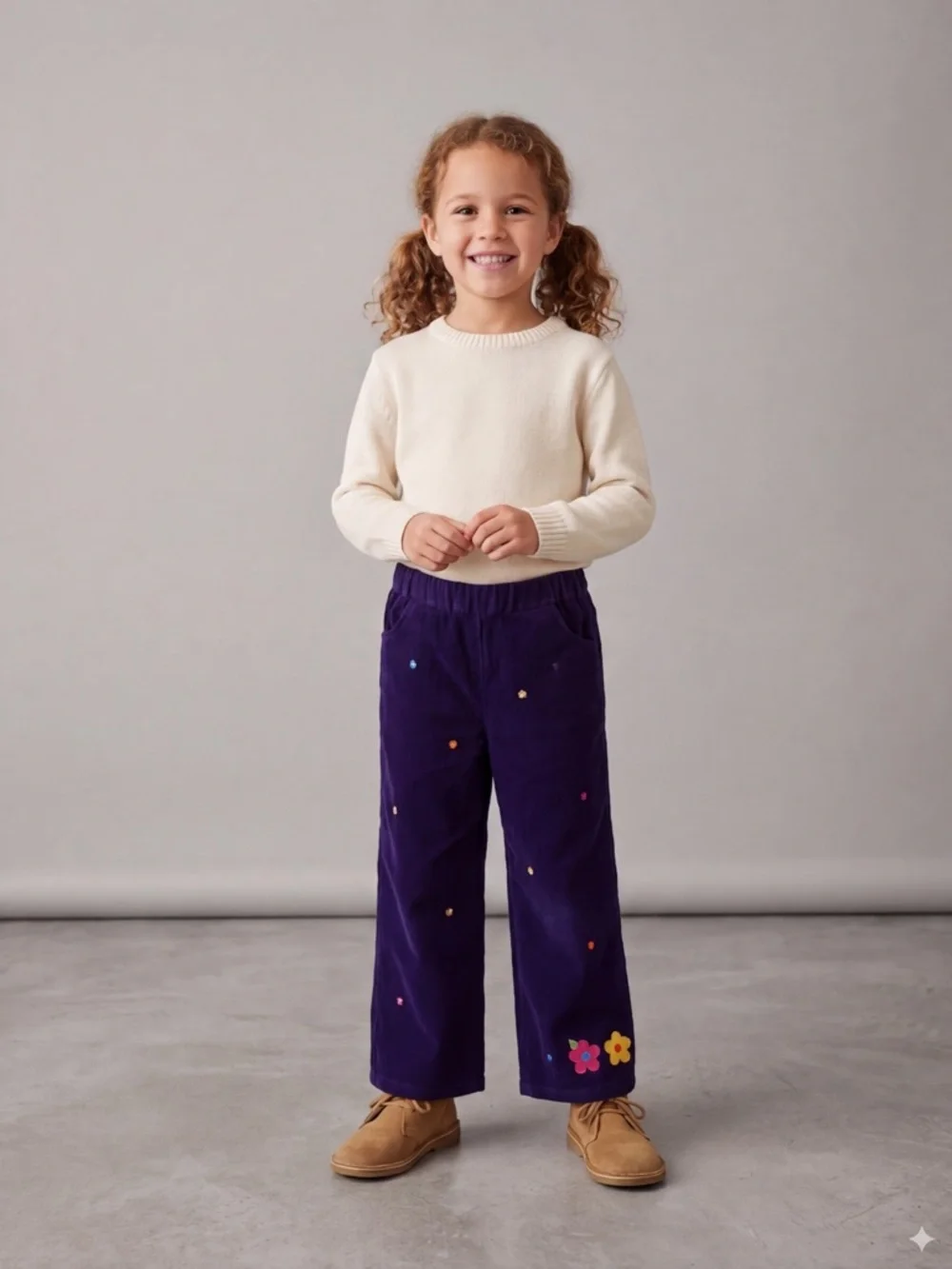 Florence Eiseman Purple Corduroy Flower Pants Size 6X Vintage, Boho, Preppy